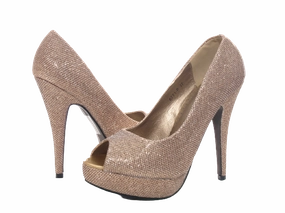 Damen High Heel Peep Toe Pumps Abendschuhe Gold # 6771 High Heels Bondage