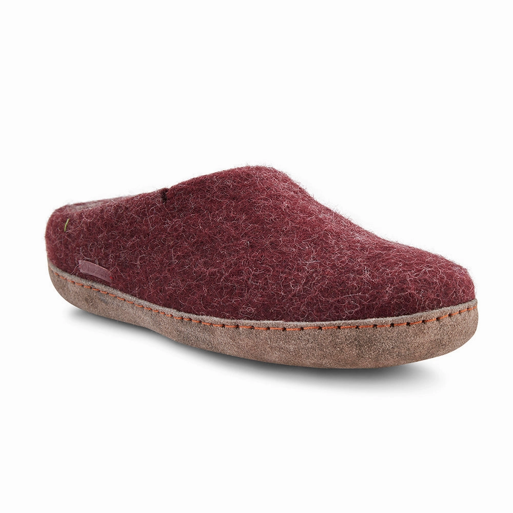 Classic Slipper - Filzpantoffel mit Ledersohle, dunkelrot Schawos Klima Pantoffeln