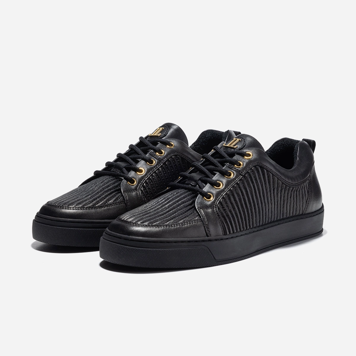 Low Top - Ezio - Black Leather Stripe Hiking Sneaker