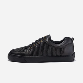 Low Top - Ezio - Black Leather Stripe S Oliver Sneaker