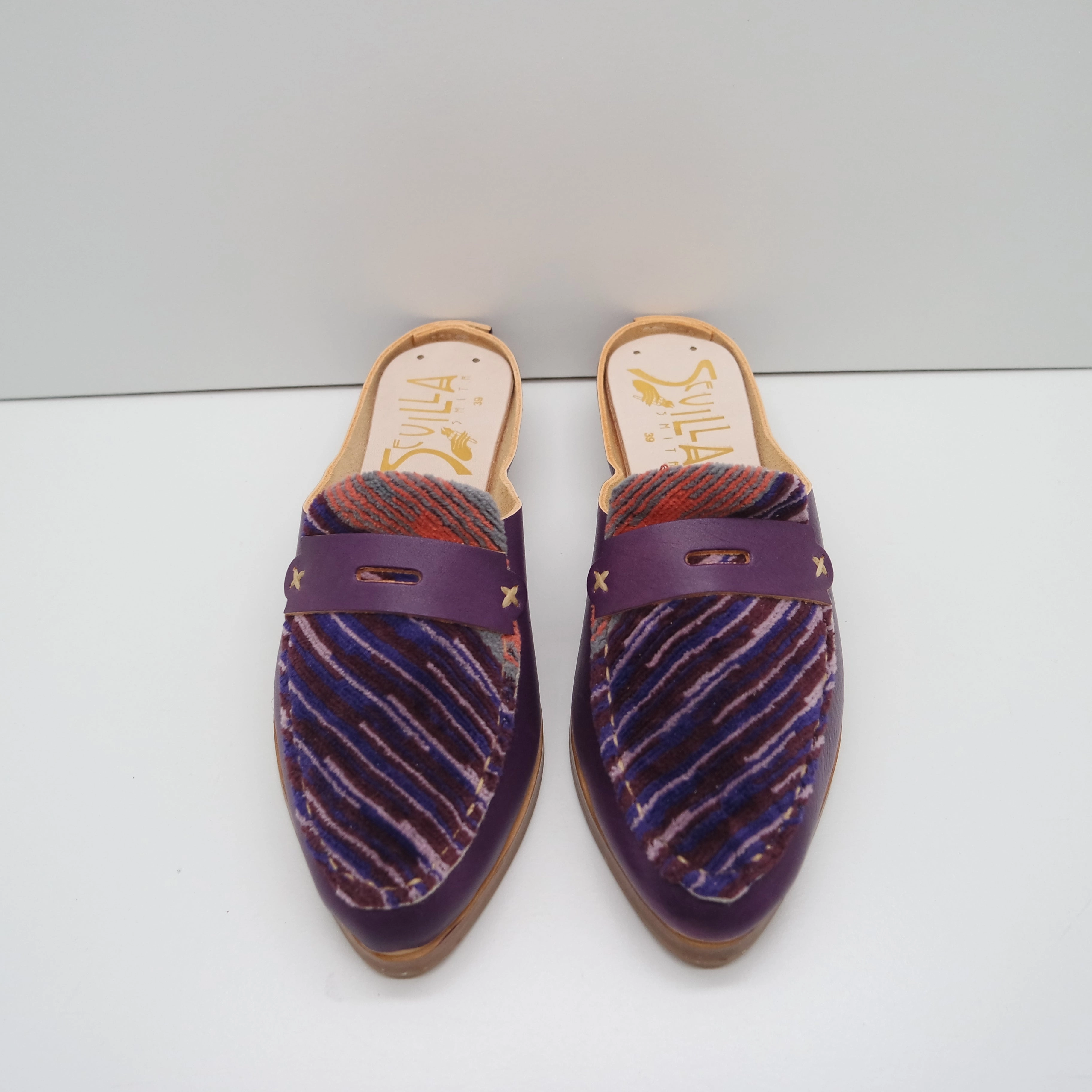 Flat Mule Loafers READY MADE. SIZE 39. THE MIA. UBE. 2CM HEEL. MISSONI LAKE 12