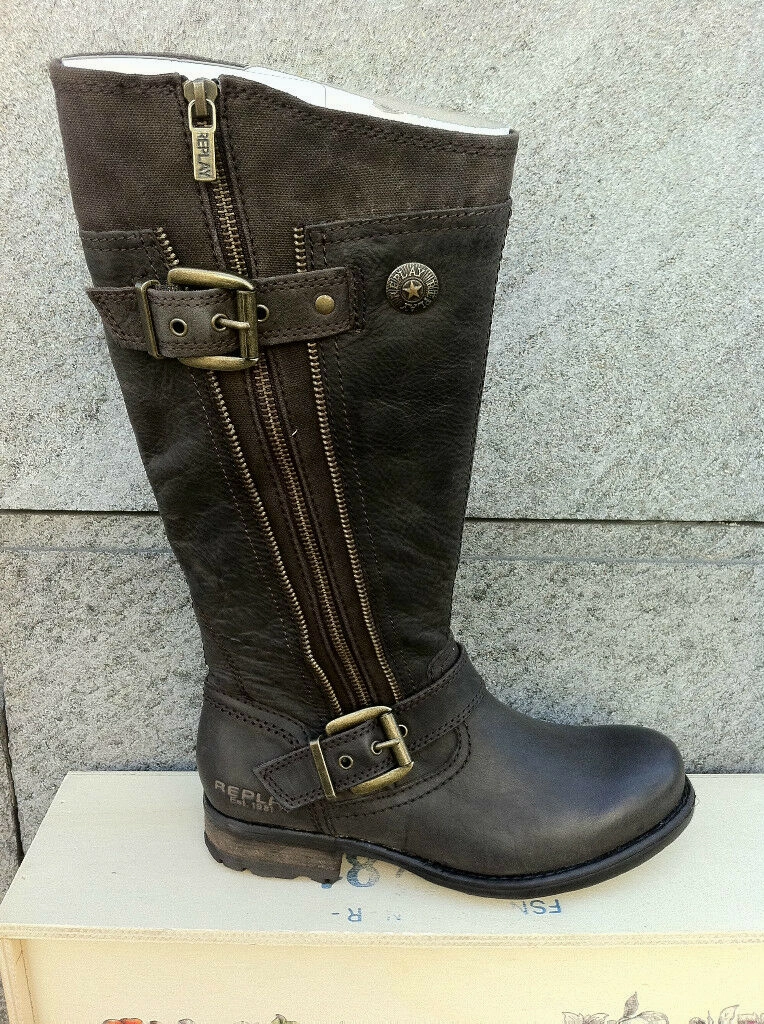 Replay Hellen Damenschuhe Schuhe Stiefel Boots Leder Hellen NEU Stihl Stiefel