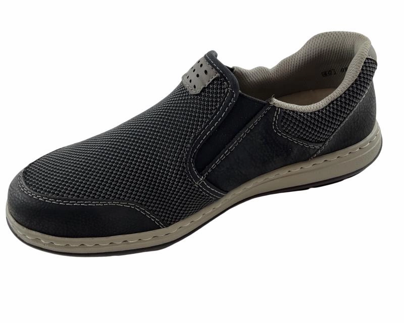 Pantoffeln Mit Reissverschluss 22 Rieker  Herren Slipper 17363-00 Extraweite Graphitschwarz