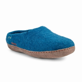 Classic Slipper - Filzpantoffel mit Ledersohle, stahlblau Pantoffeln Von Emmanuell