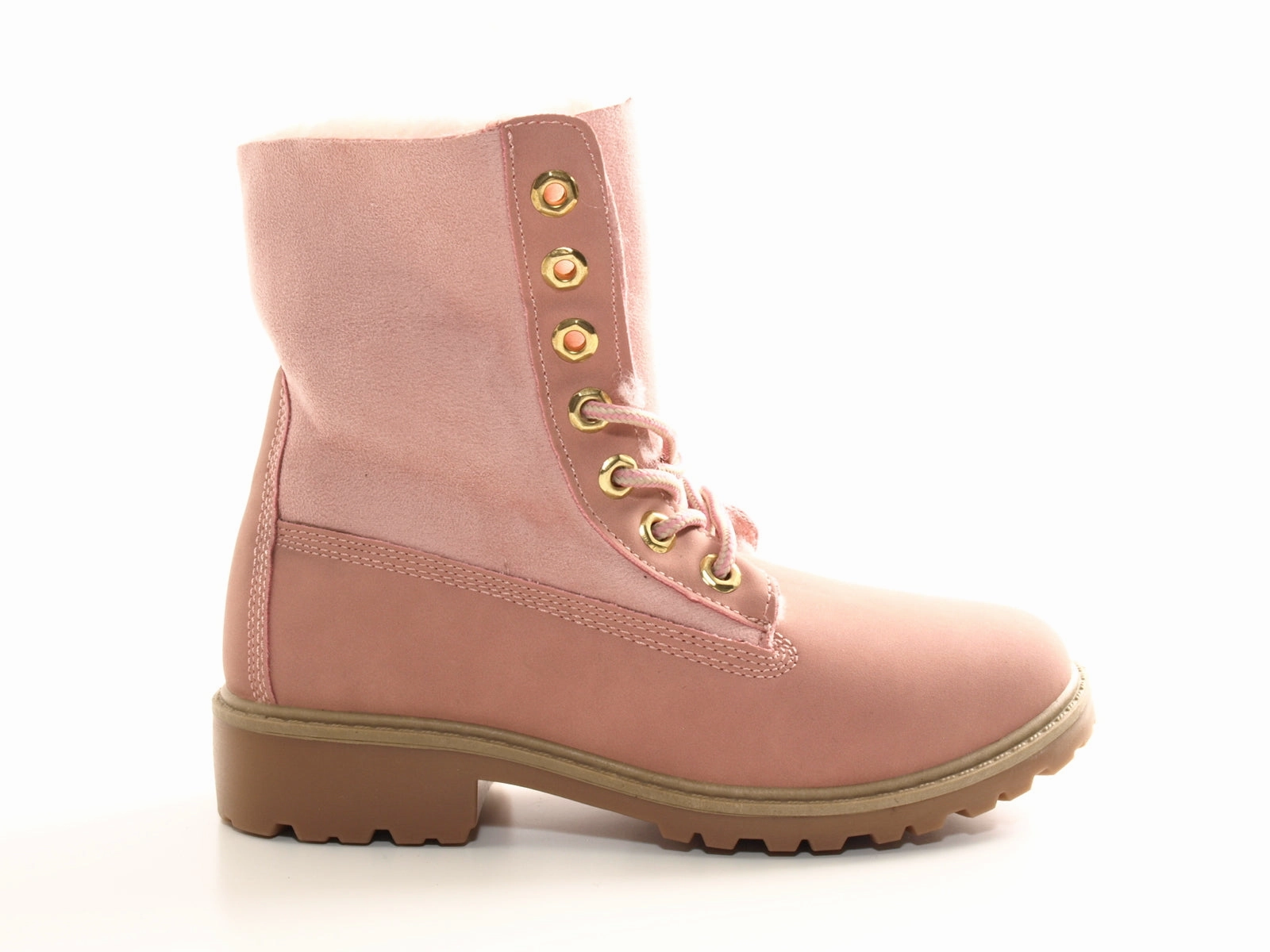 Damen Stiefeletten Schnrr Boots Outdoor Winterboots warm gefttert Pink # 2 Stiefeletten Samt