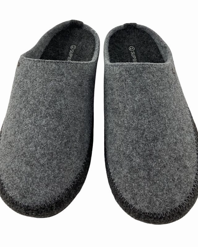 SUPERSOFT Herren Hausschuhe  Pantoffeln 511 190 GREY Pantoffeln Mit Ledersohle