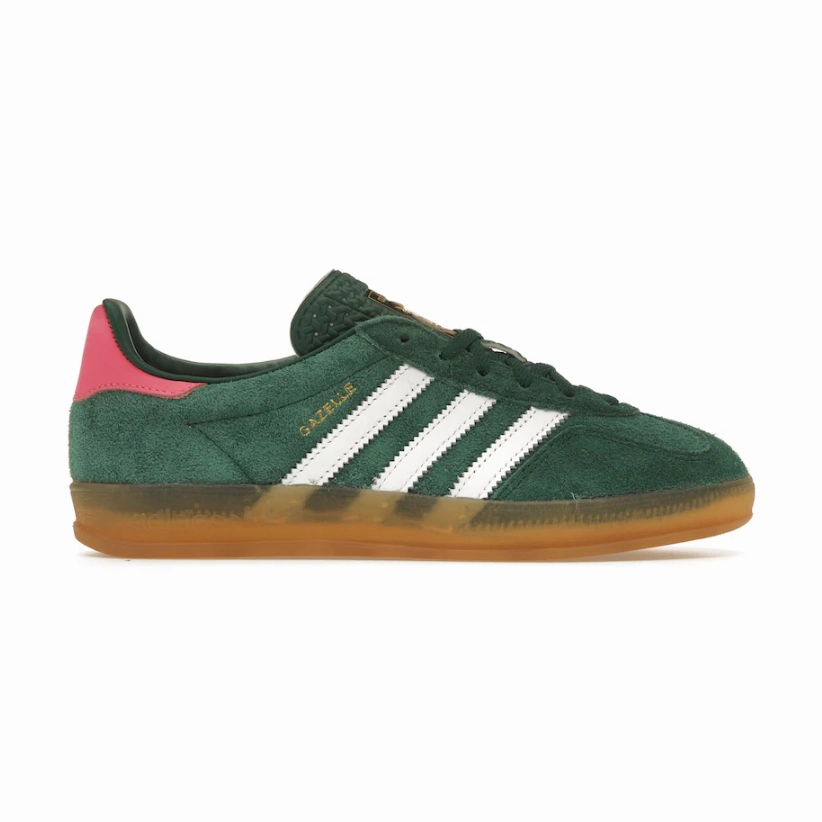 adidas Gazelle Indoor Collegiate Green Lucid Pink Sneaker Leder Mit Reißverschluss