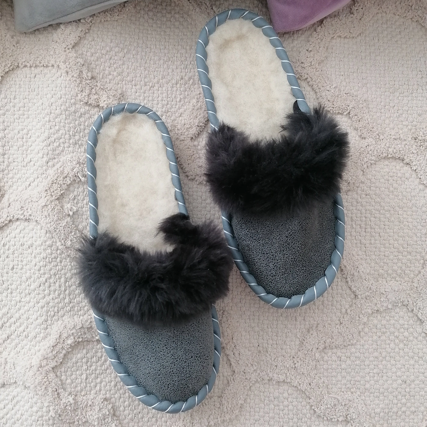 Warme Pantoffeln mit kuscheliger Schafwolle DANA Schurwolle Pantoffeln