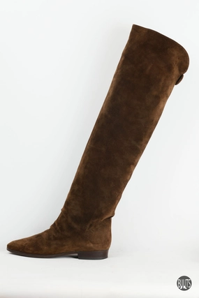 Vintage-Stiefel Wildleder dunkelbraun Stiefel Schnee