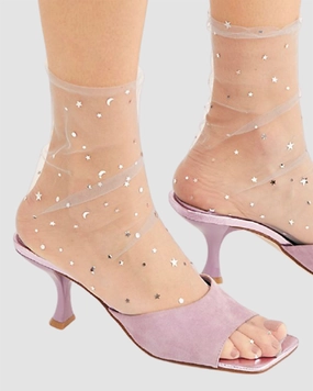 Starry Sky Tulle Sock - Silver High Heels Snake