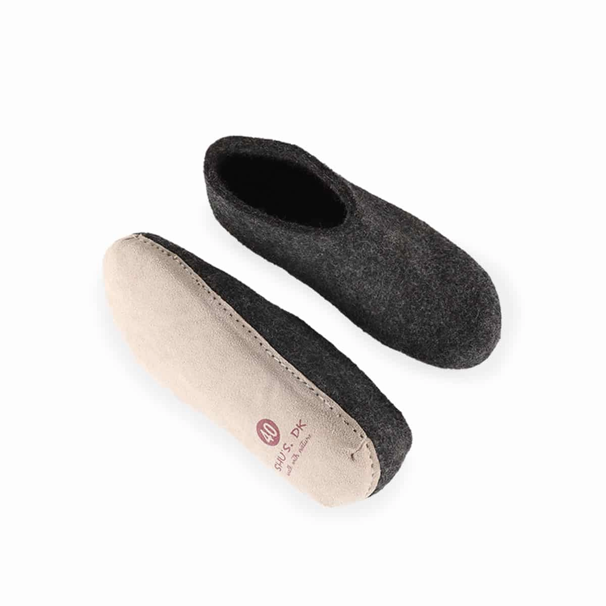 Pantoffeln aus Wolle (100% reine Wolle) - Modell Koks/Sohle aus Leder Pantoffeln Herren 46