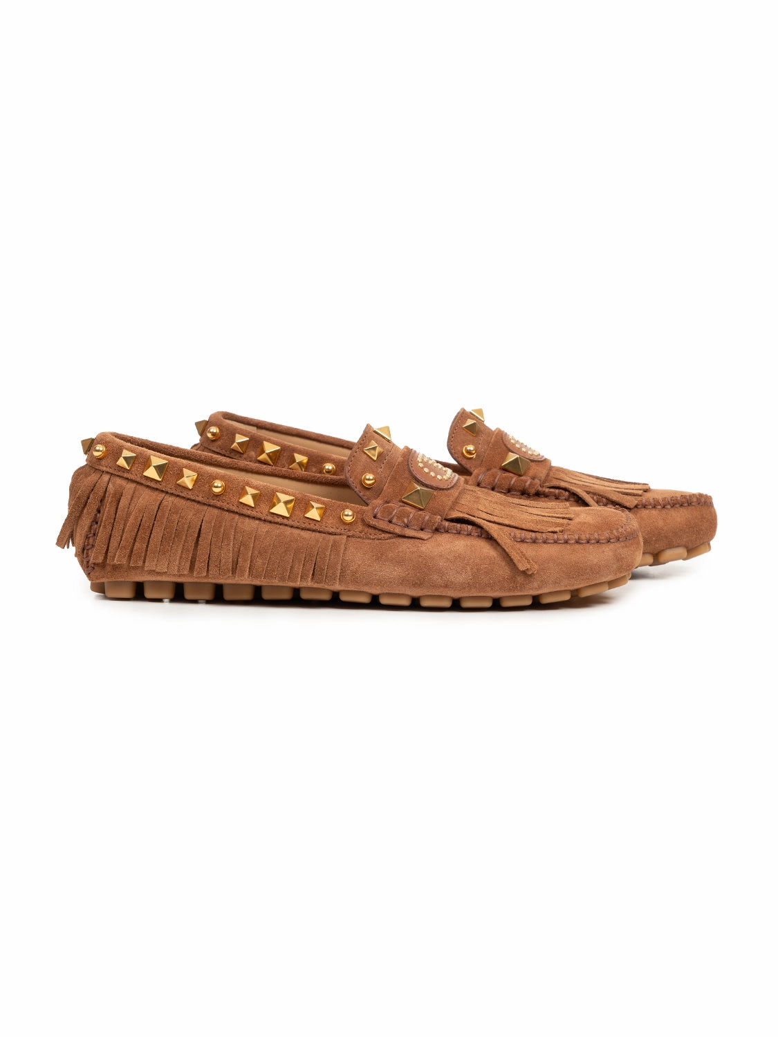 Lederschuhe Lagern Loafer Rocksud mit Fransen