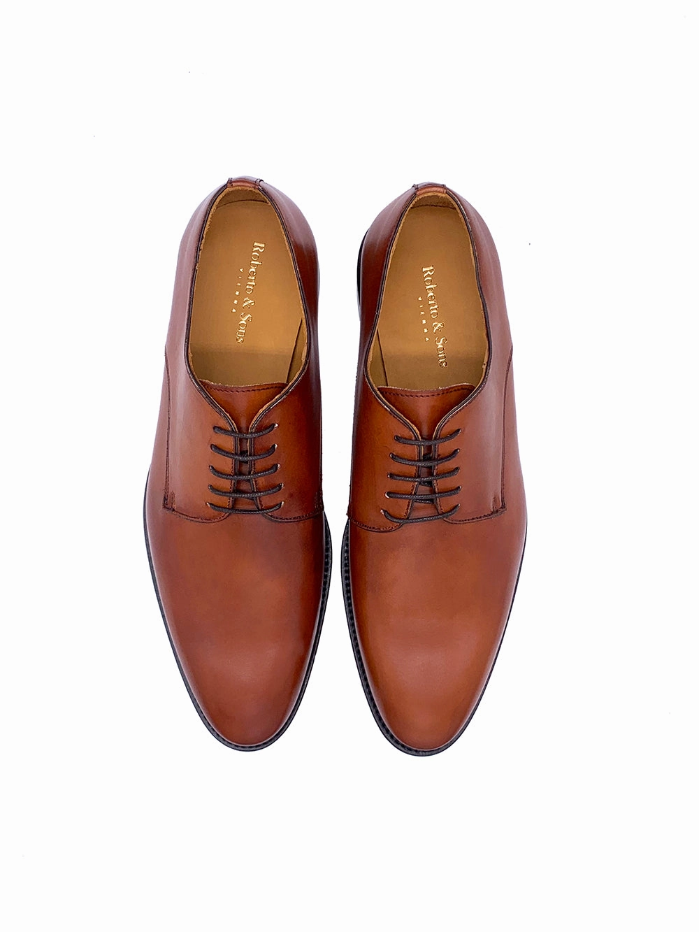 Herrenschuh  London - Kalbsleder Cognac Lederschuhe Nass Machen