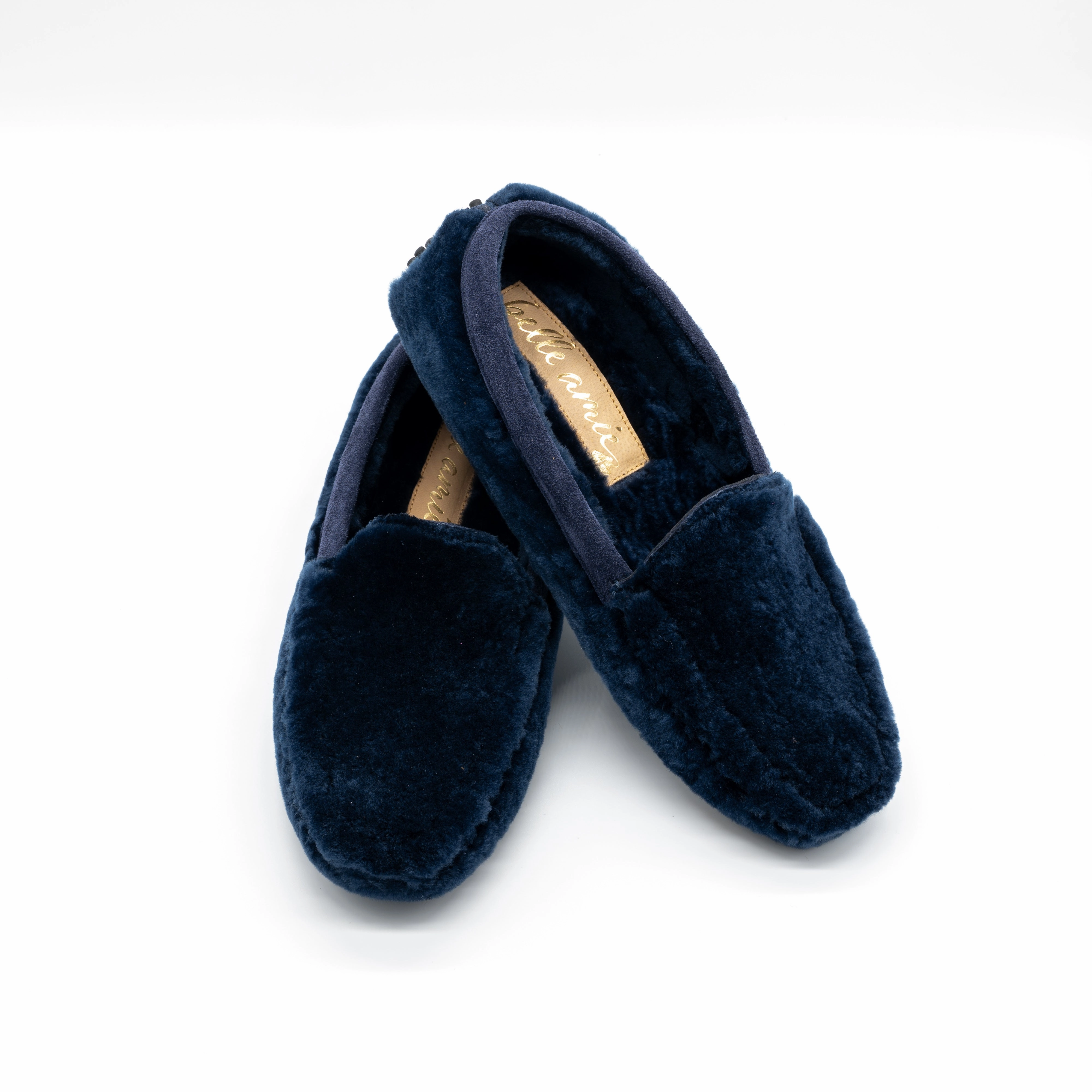 Lederschuhe Pflegen Mit Vaseline Lammfell Mokassins dunkelblau