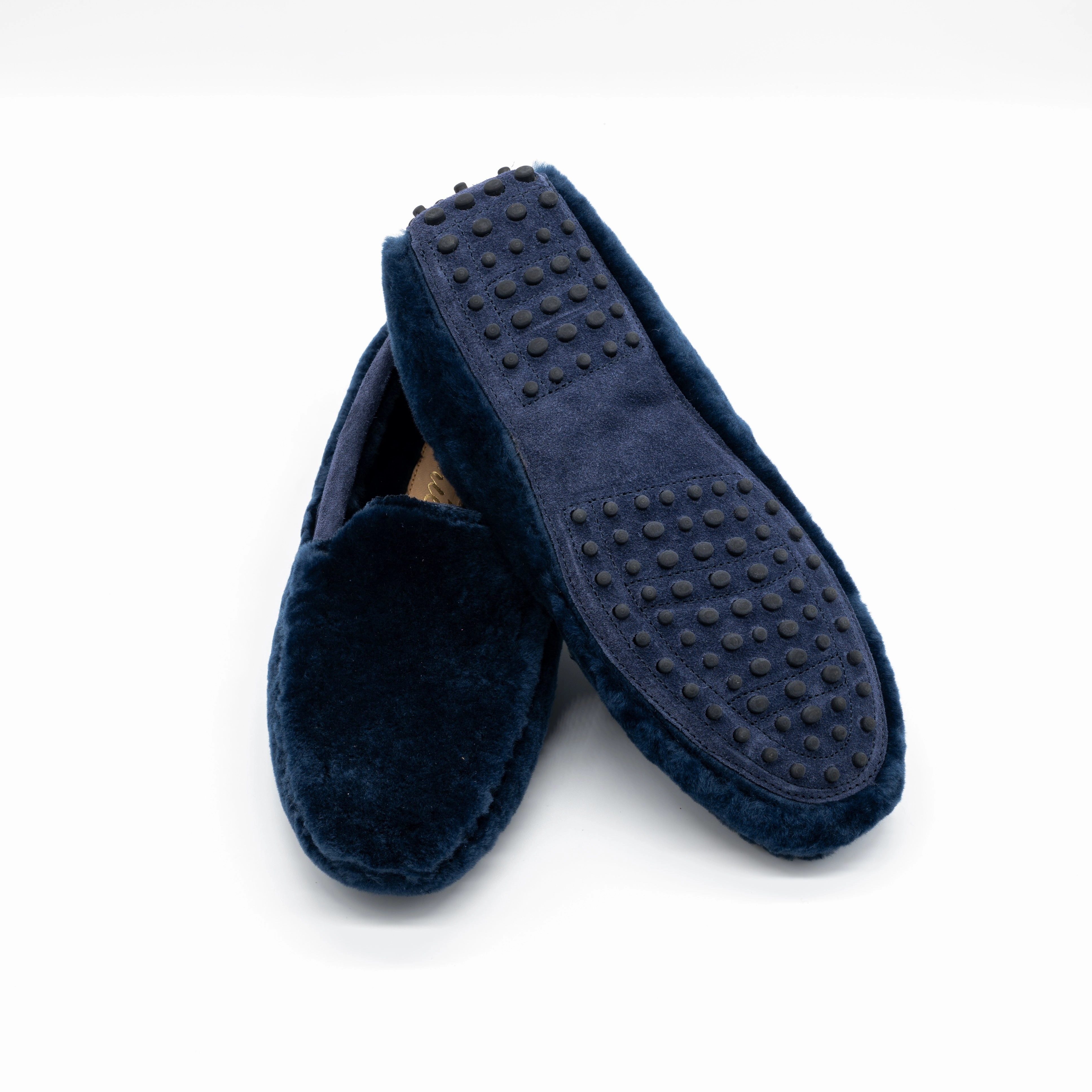 Lammfell Mokassins dunkelblau Lederschuhe Färben Lassen