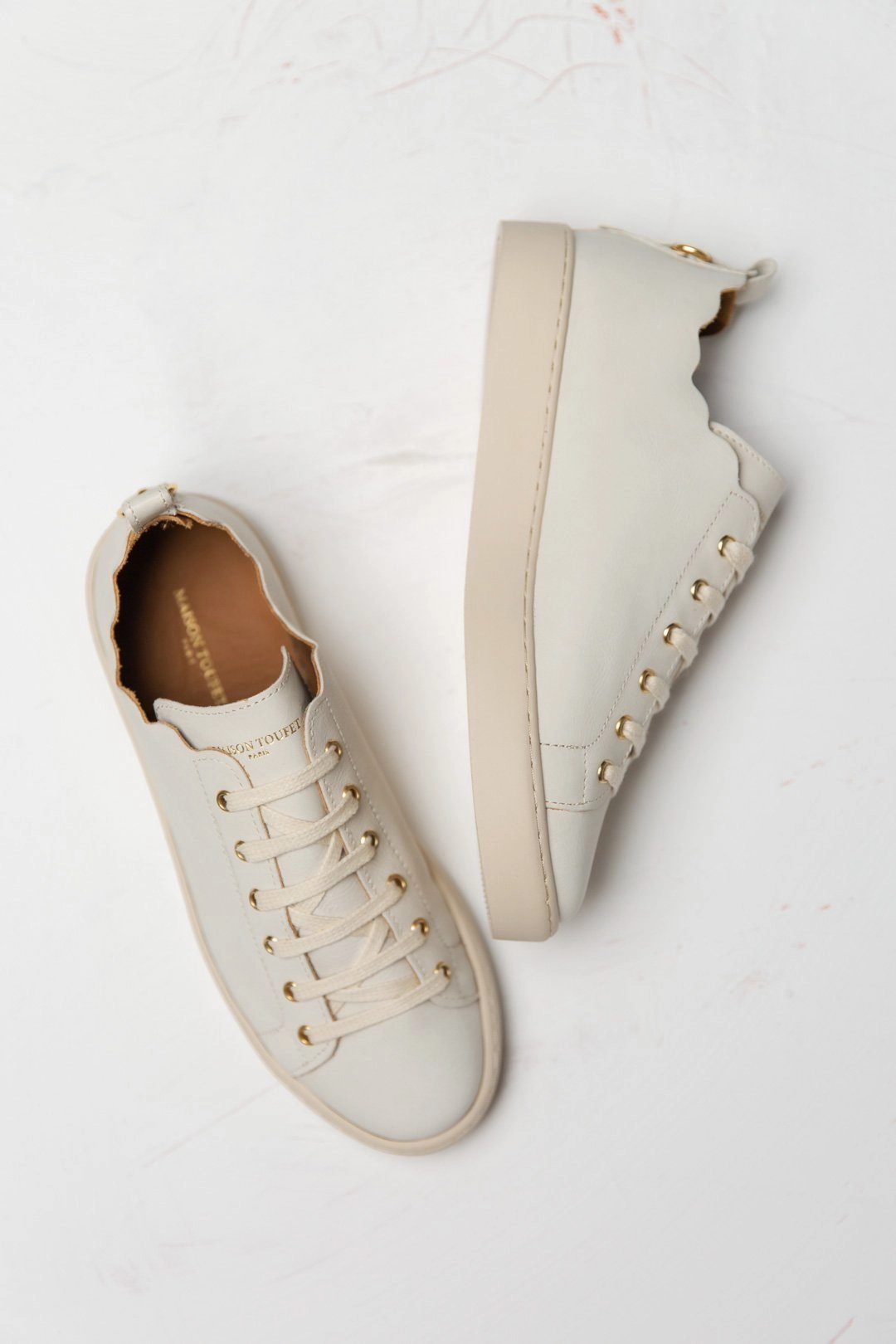 Braut Sneaker aus nachhaltigem Leder - Julie Beige High Sneaker Winter