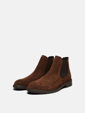 Irische Stiefel SELECTED HOMME BLAKE SUEDE CHELSEA BOOT chocolate brown