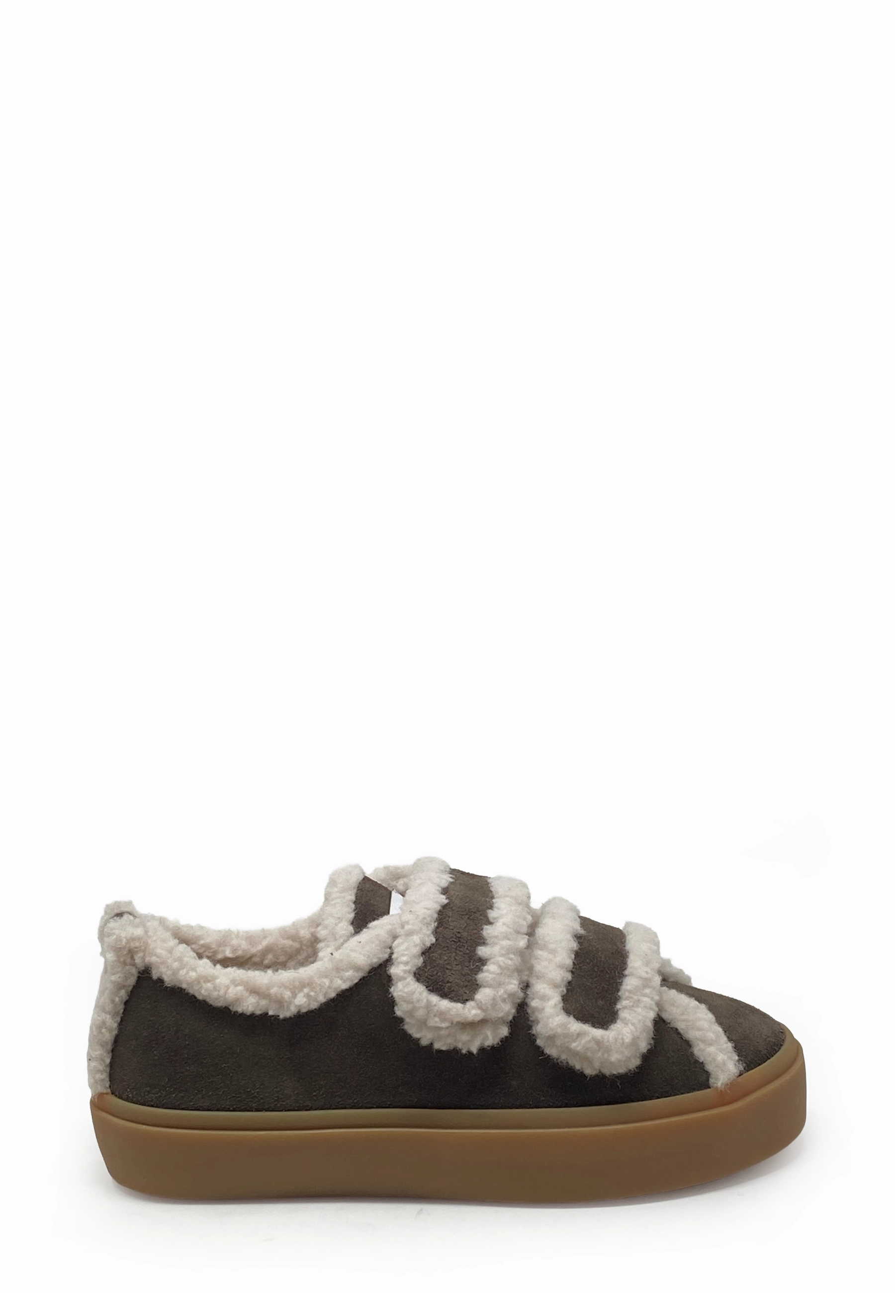 Shearling Low Velcro Klett Sneaker | Dark Brown Sneaker Europa