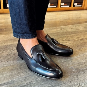 Aufheizbare Pantoffeln Slippers pelle nero