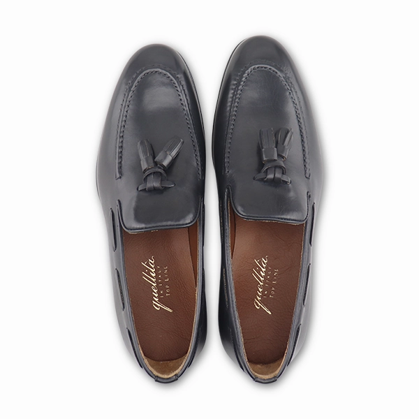 Slippers pelle nero Pantoffeln Schurwolle