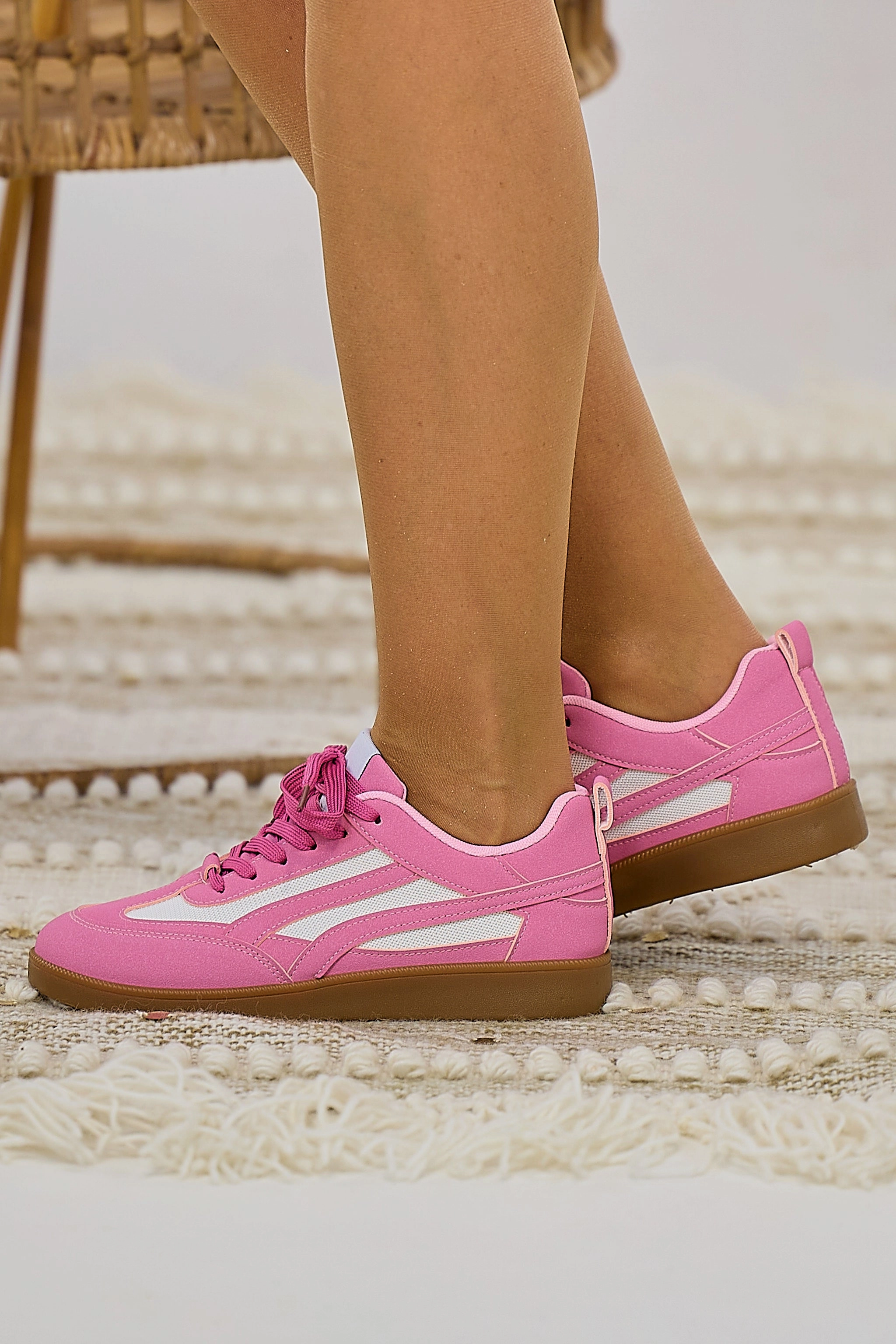 Sneaker mit gewebten Einstzen, altrosa-ecru Sneaker Mit Kette