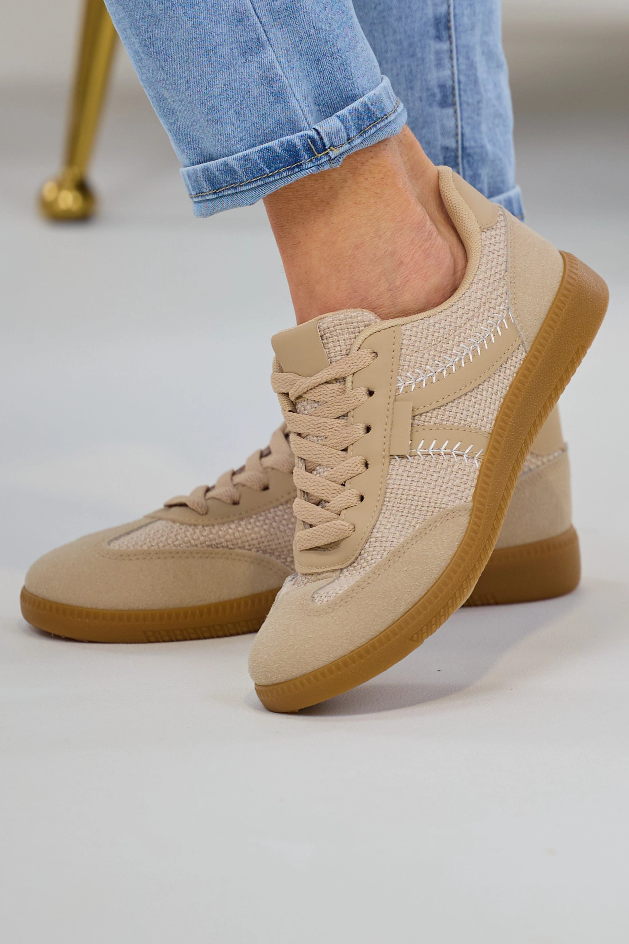 Crime London Sneaker Sneaker mit gewebten Einstzen, dunkelbeige