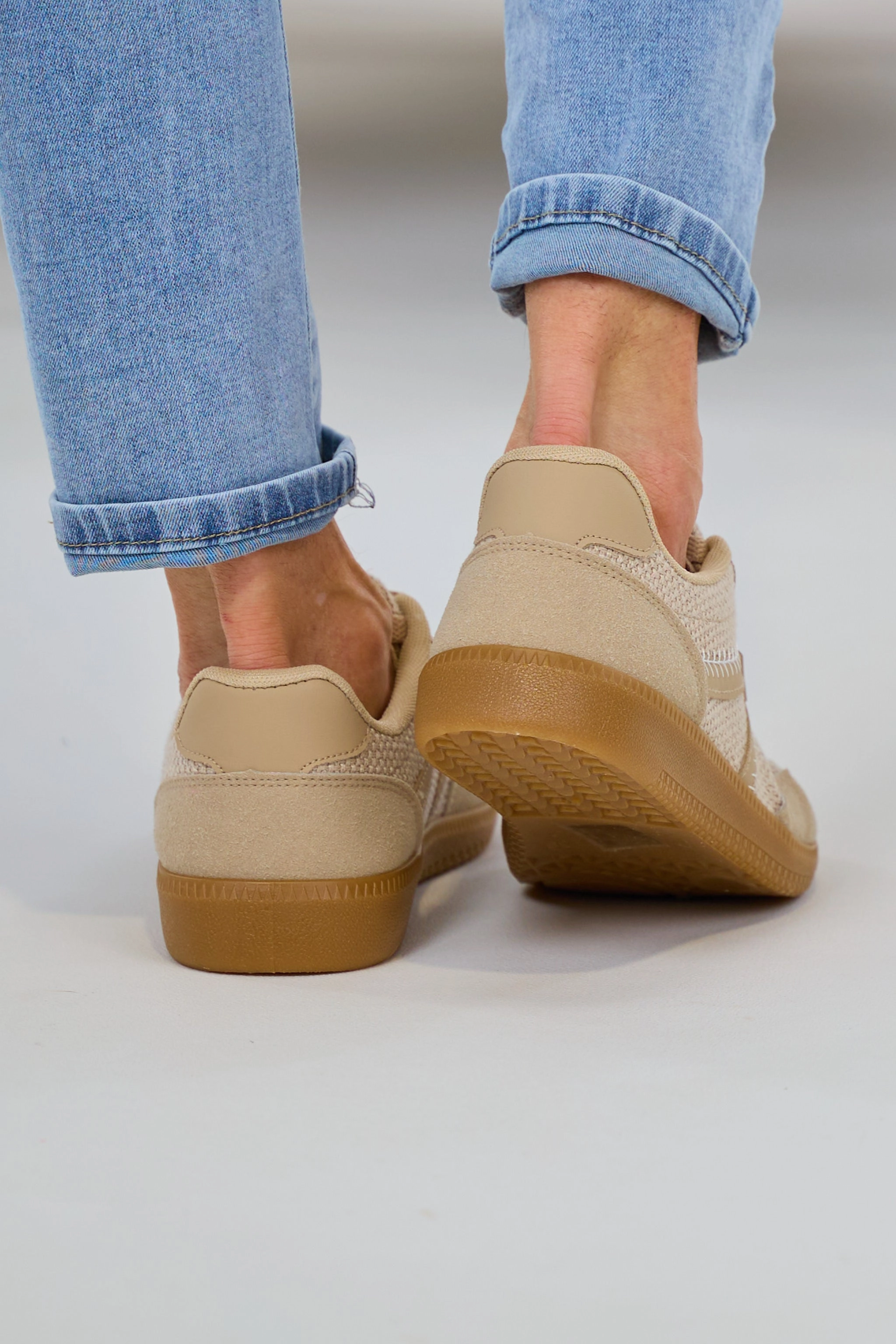 Sneaker mit gewebten Einstzen, dunkelbeige Sneaker High Super Soft