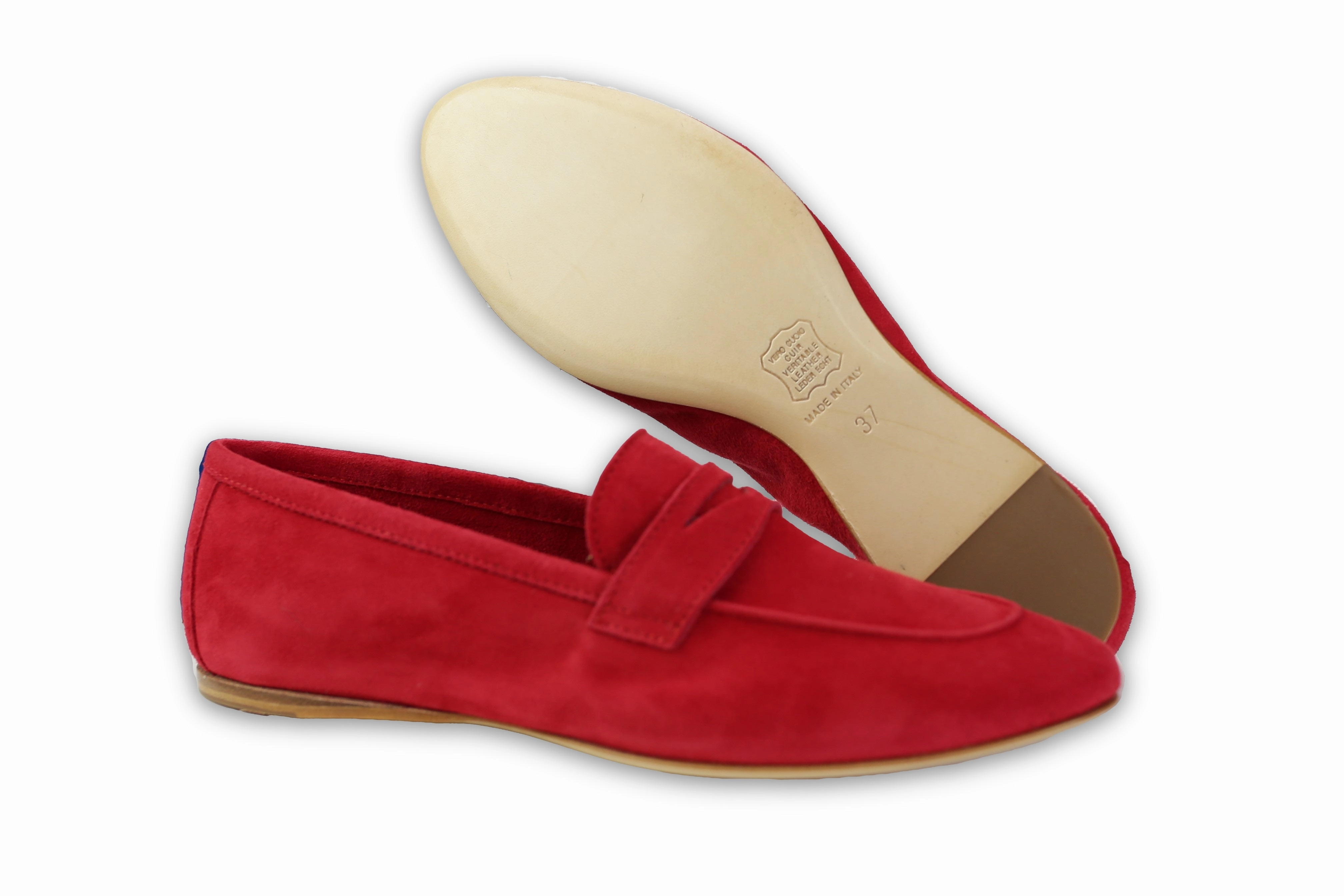 Ganni Square Toe Loafers Pocket Primula Red