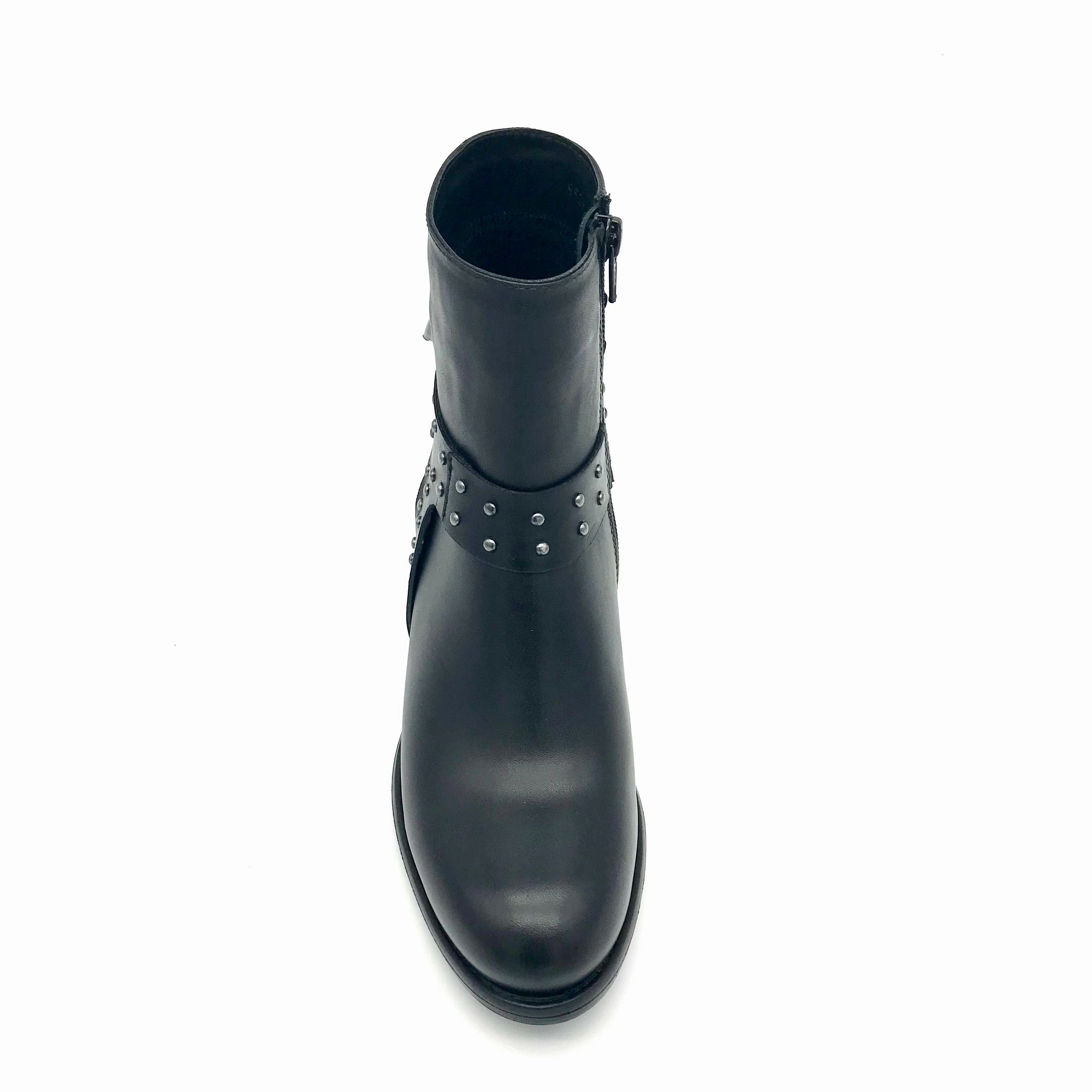 The Schuh Effekt Stiefelette Damen Schwarz Nieten Leder Vagabond Stiefeletten Reißverschluss Vorne