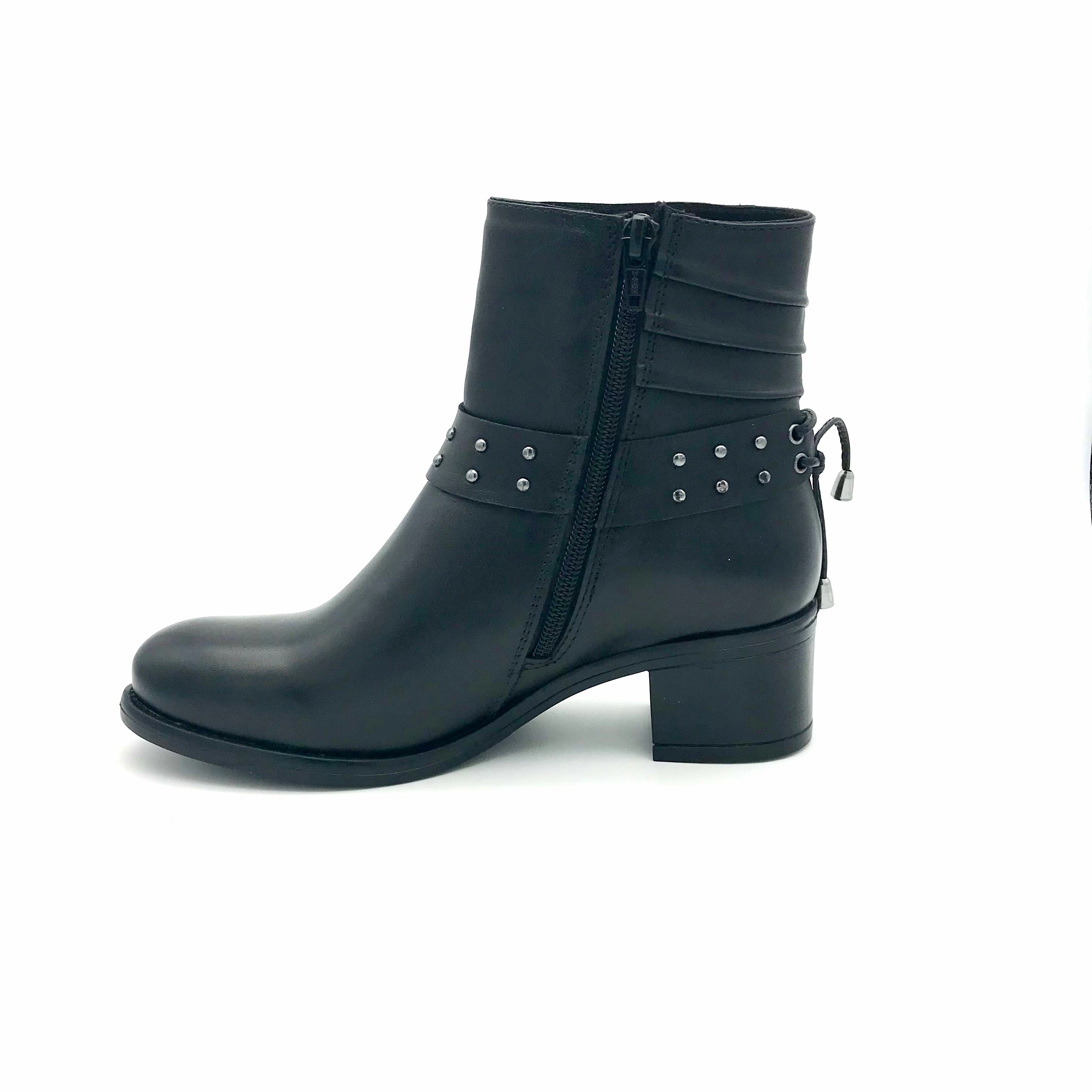 Wildleder Plateau Stiefeletten The Schuh Effekt Stiefelette Damen Schwarz Nieten Leder