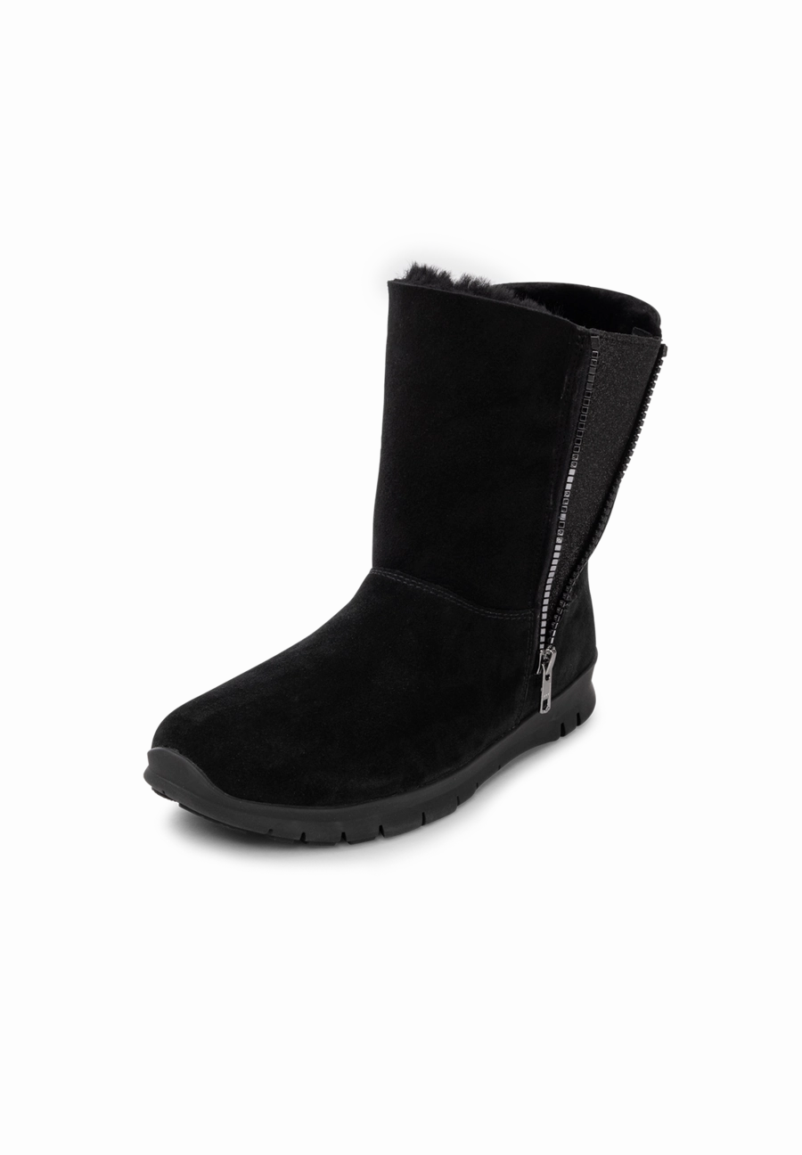 Extravagante Stiefeletten molliger Lammfellstiefel Veloursleder