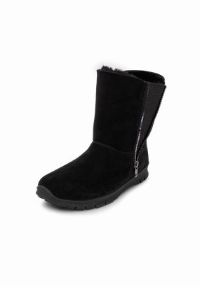 molliger Lammfellstiefel Veloursleder Stiefeletten Ungefüttert