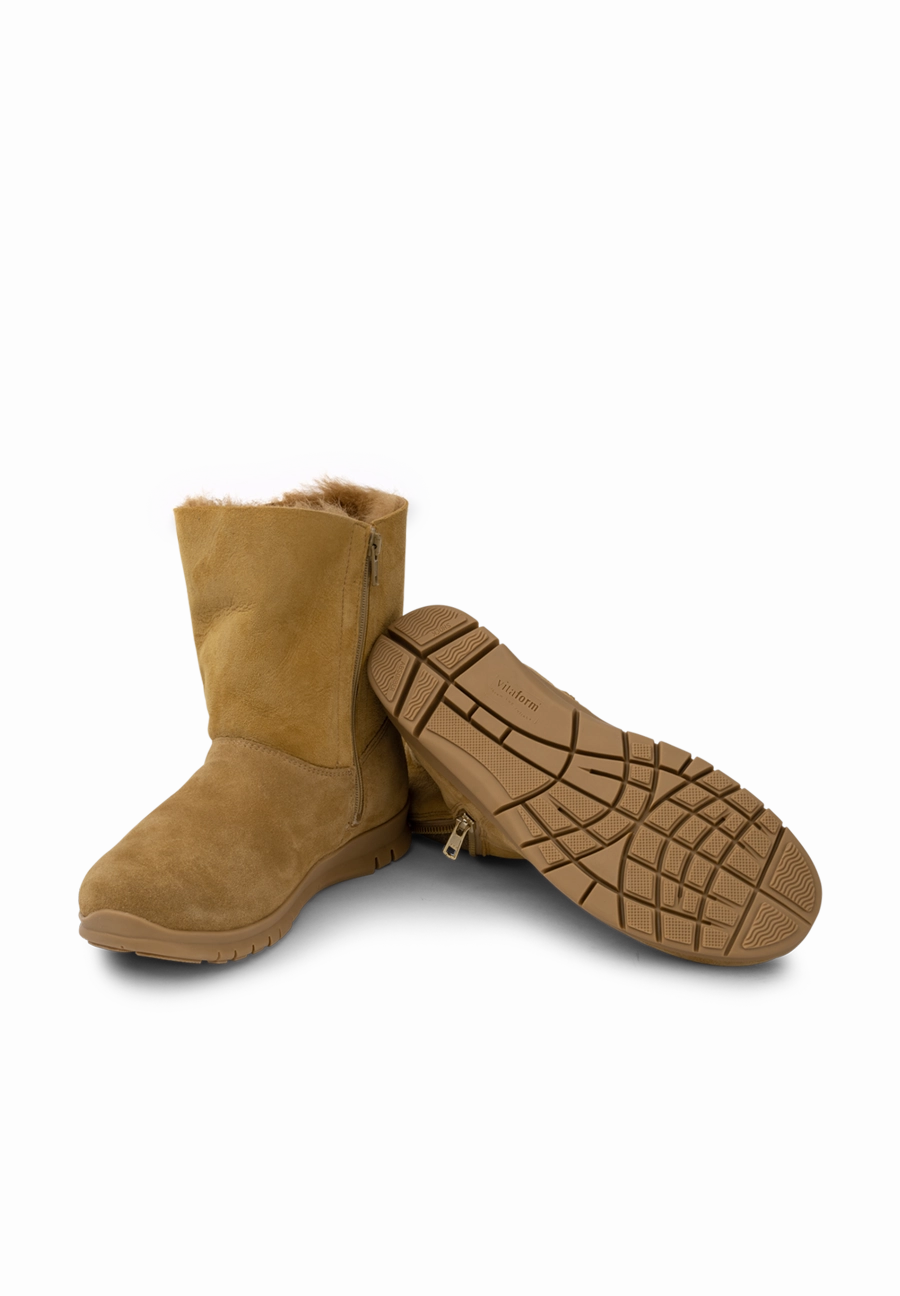 molliger Lammfellstiefel Veloursleder Stiefeletten 5cm Absatz