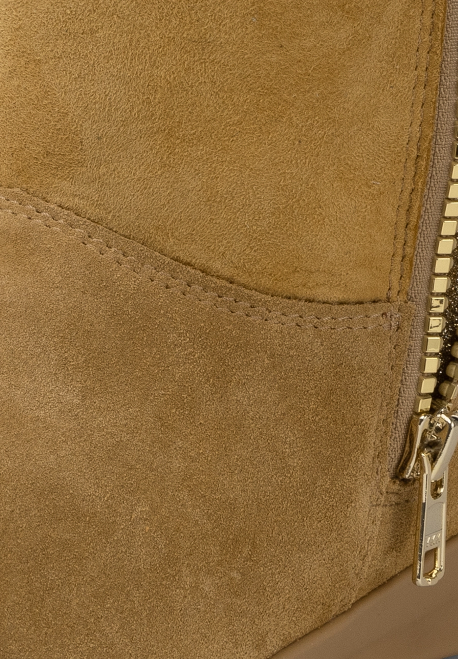 Stiefeletten Mit Reißverschluss Leder molliger Lammfellstiefel Veloursleder