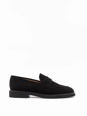 Black suede penny loafer with EXTRALIGHT rubber sole Shiny Penny Loafers