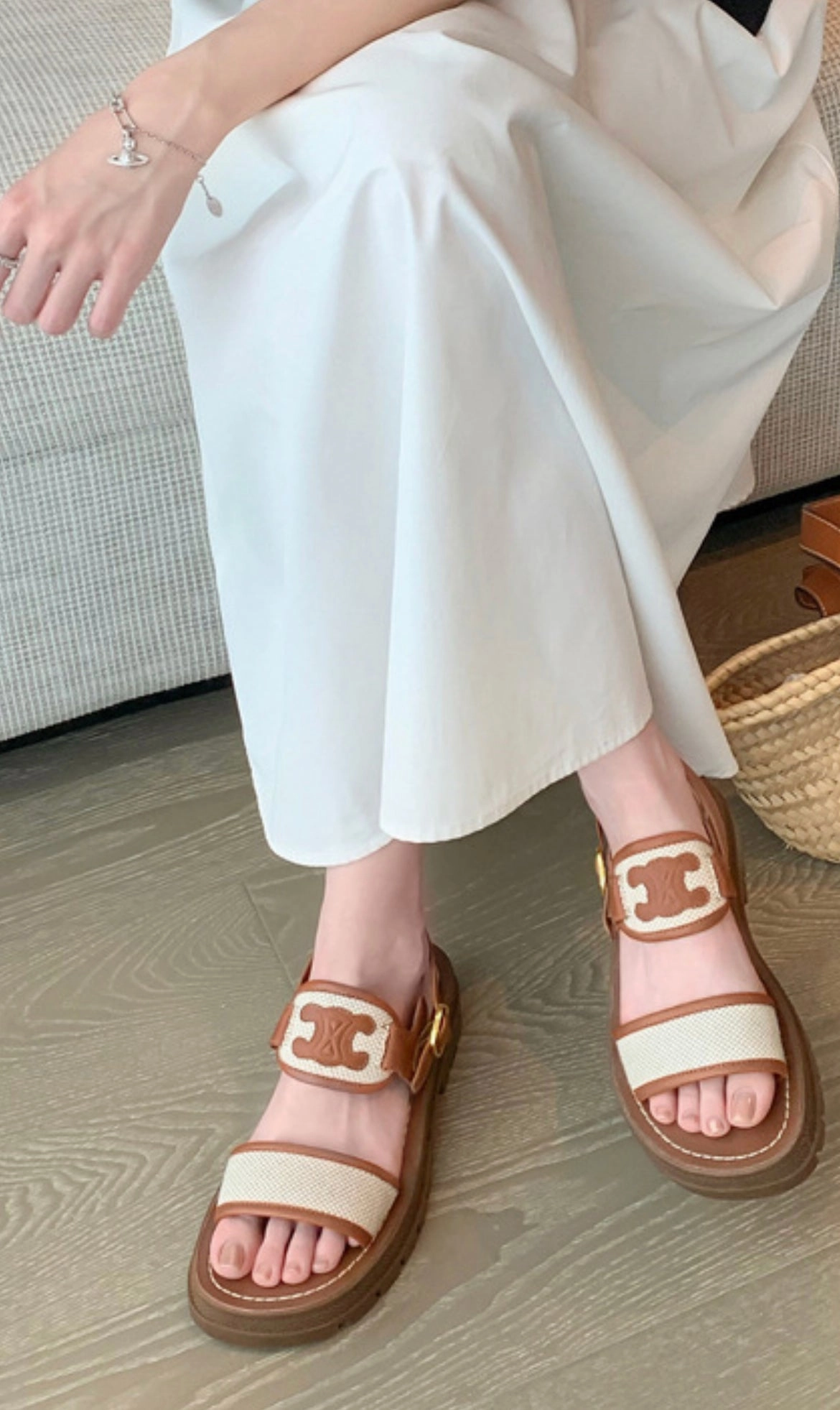 CELINA Sandalen Black/ Brown Sandalen Ivory