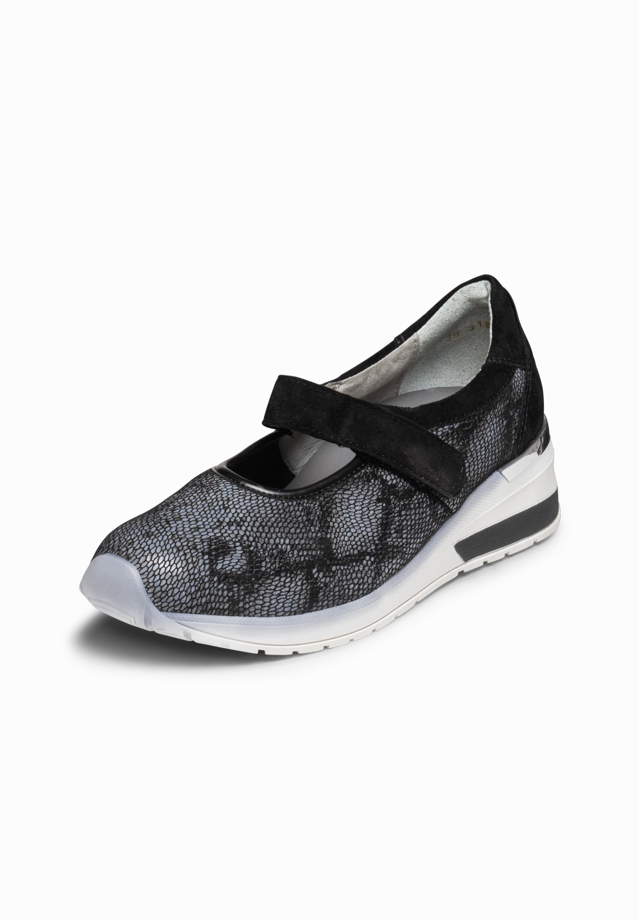 sportlicher Mary-Jane Ballerina Leder/Stretch Lederschuhe Weich Machen Ferse