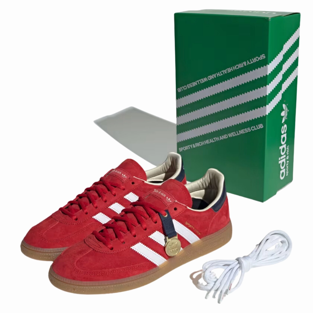 Sporty and Rich X Adidas Handball Spezial USA Rot Wei EU 38 38 2/3 Sneaker Mit Bastsohle