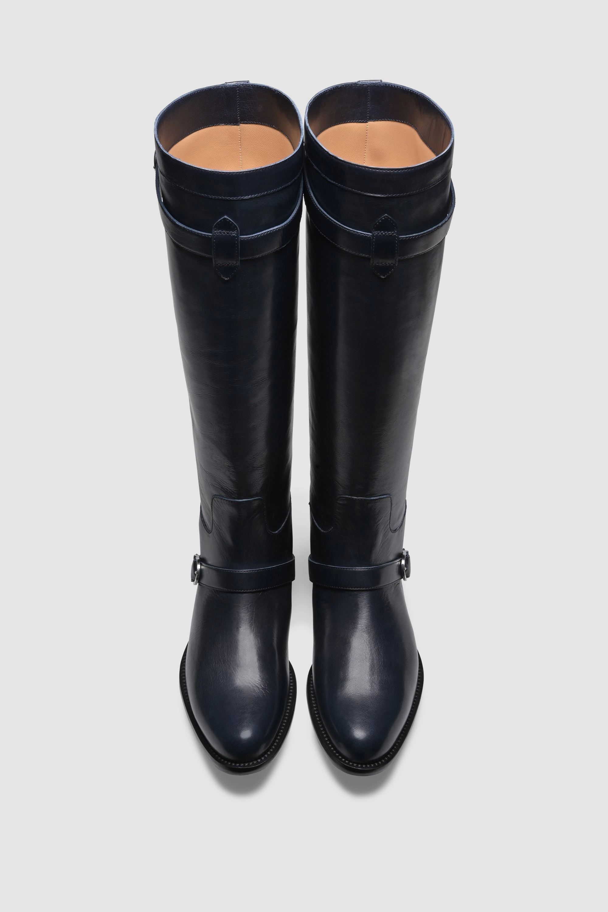 Stiefel 9475 Vitello Brushed Blue High Heel Stiefel