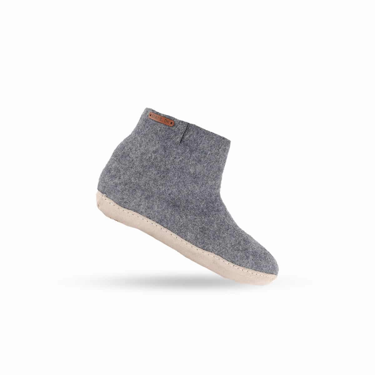 Zehenspreizer Pantoffeln Stiefel aus Wolle (100% reine Wolle) - Modell Denim mit Ledersohle