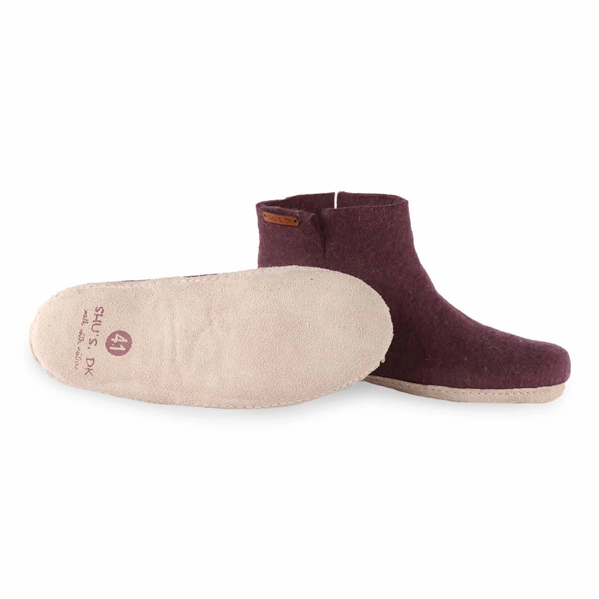 Stiefel aus Wolle (100% reine Wolle) - Modell lila/Ledersohle Mädels Tanzen Pantoffeln An Hochzeits