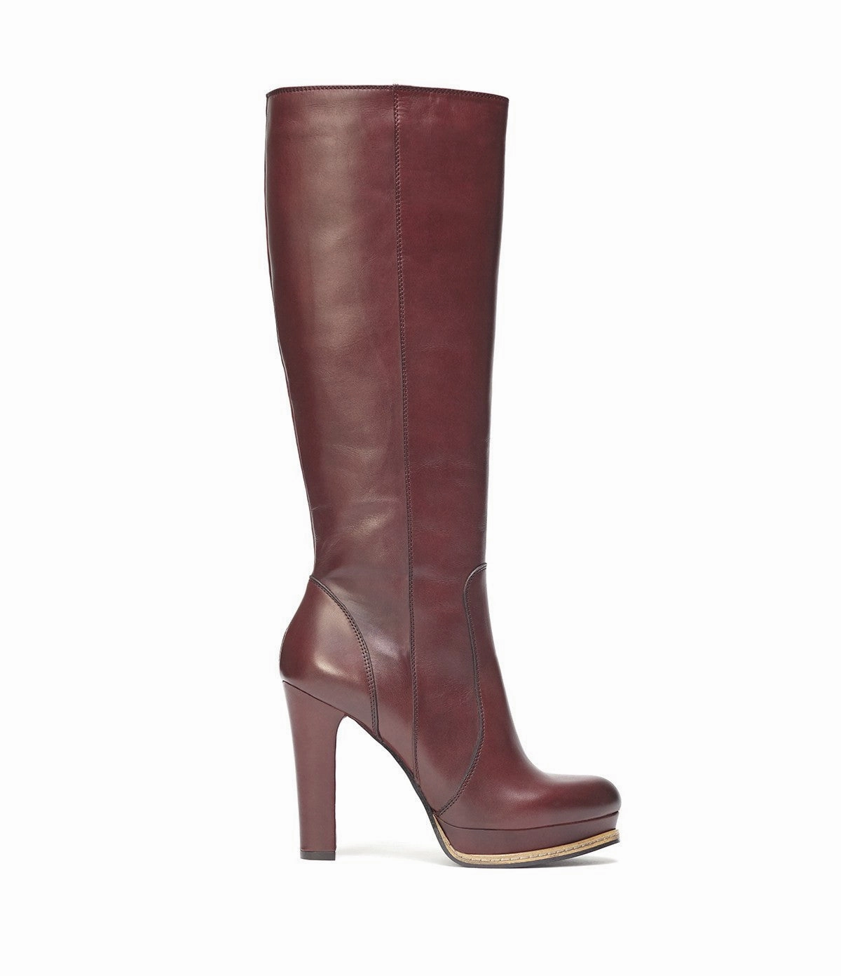 Filz Leder Stiefel Langschaftstiefel Eva bordeaux