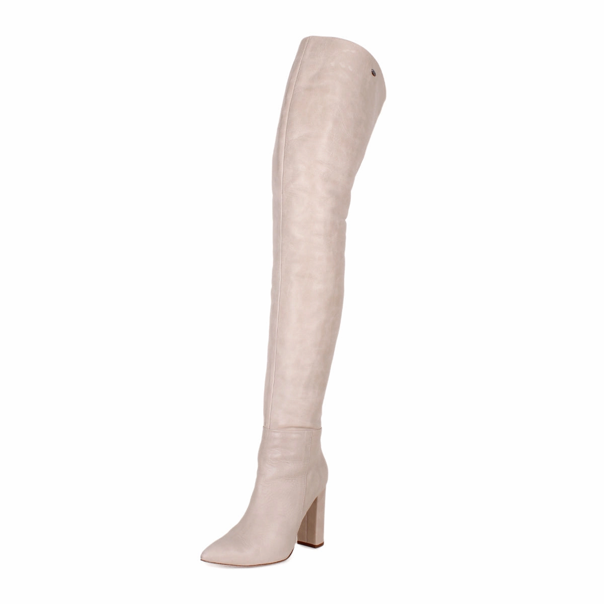 Overkneestiefel mit Blockabsatz (Modell 540) Leder Ivory Hermann Stiefel