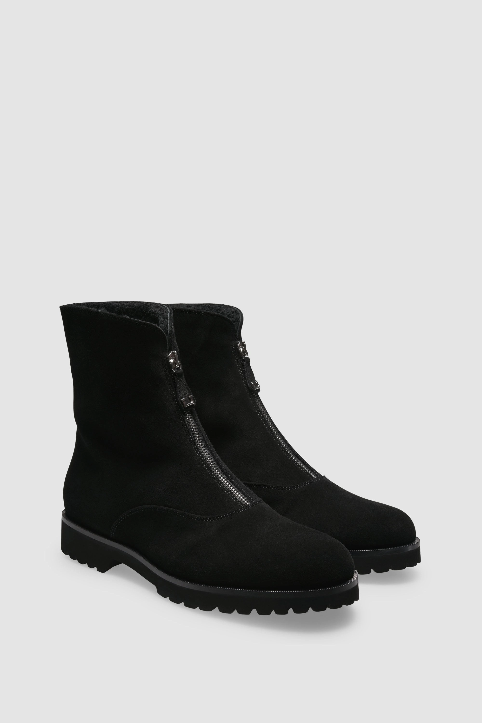 Stiefelette 9542 Velour Black Shearling Black Stiefel Weite Passform