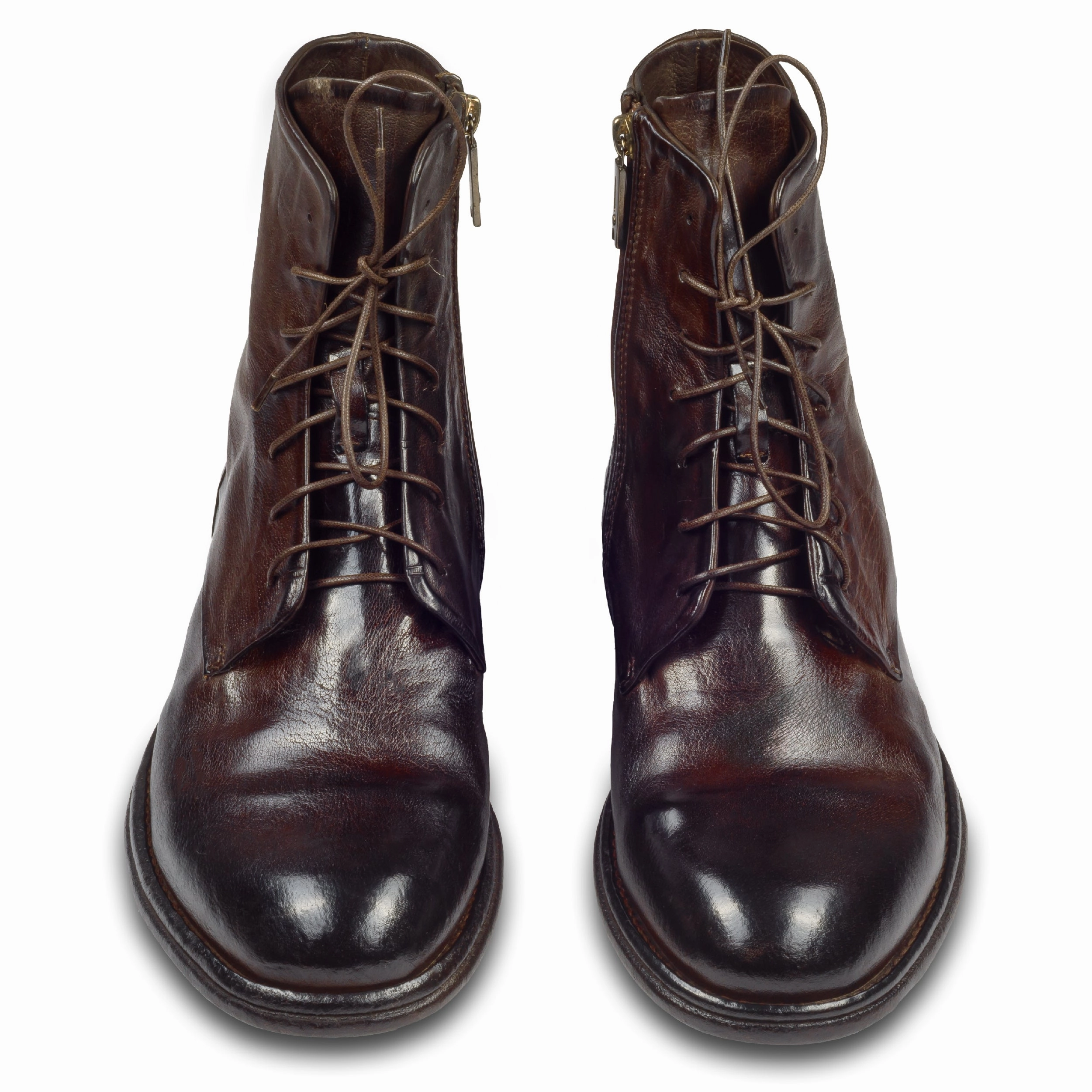 LEMARGO Schnrstiefelette Herren mit Reiverschlu, dunkelbraun - Kalbsleder stone-washed, handgefertigt Plateau Stiefeletten Leder