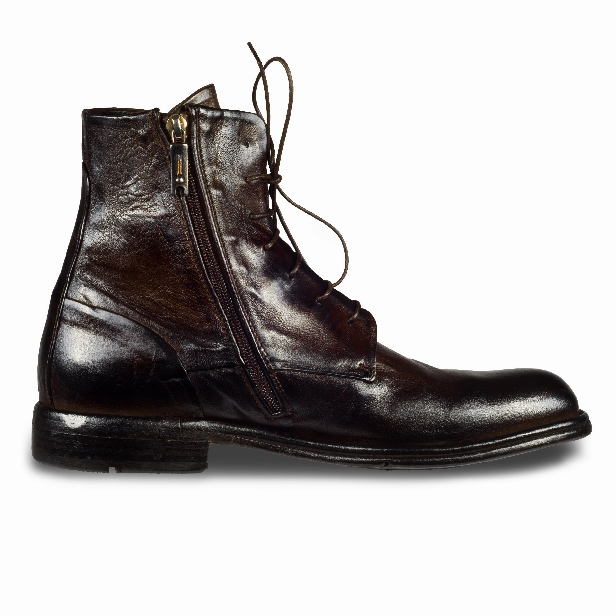 Peter Kaiser Stiefeletten Mariona LEMARGO Schnrstiefelette Herren mit Reiverschlu, dunkelbraun - Kalbsleder stone-washed, handgefertigt