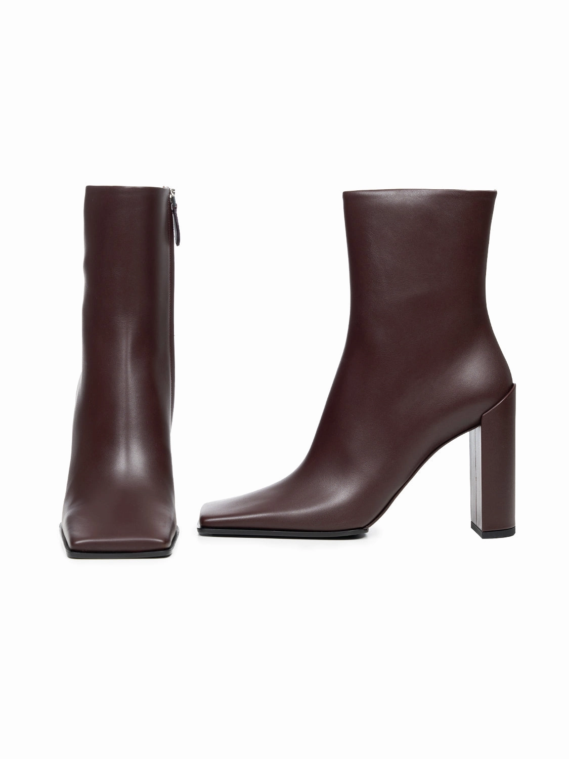 Stiefeletten Durchsichtiger Absatz Quadratische Stiefelette aus Kalbsleder 90 mm