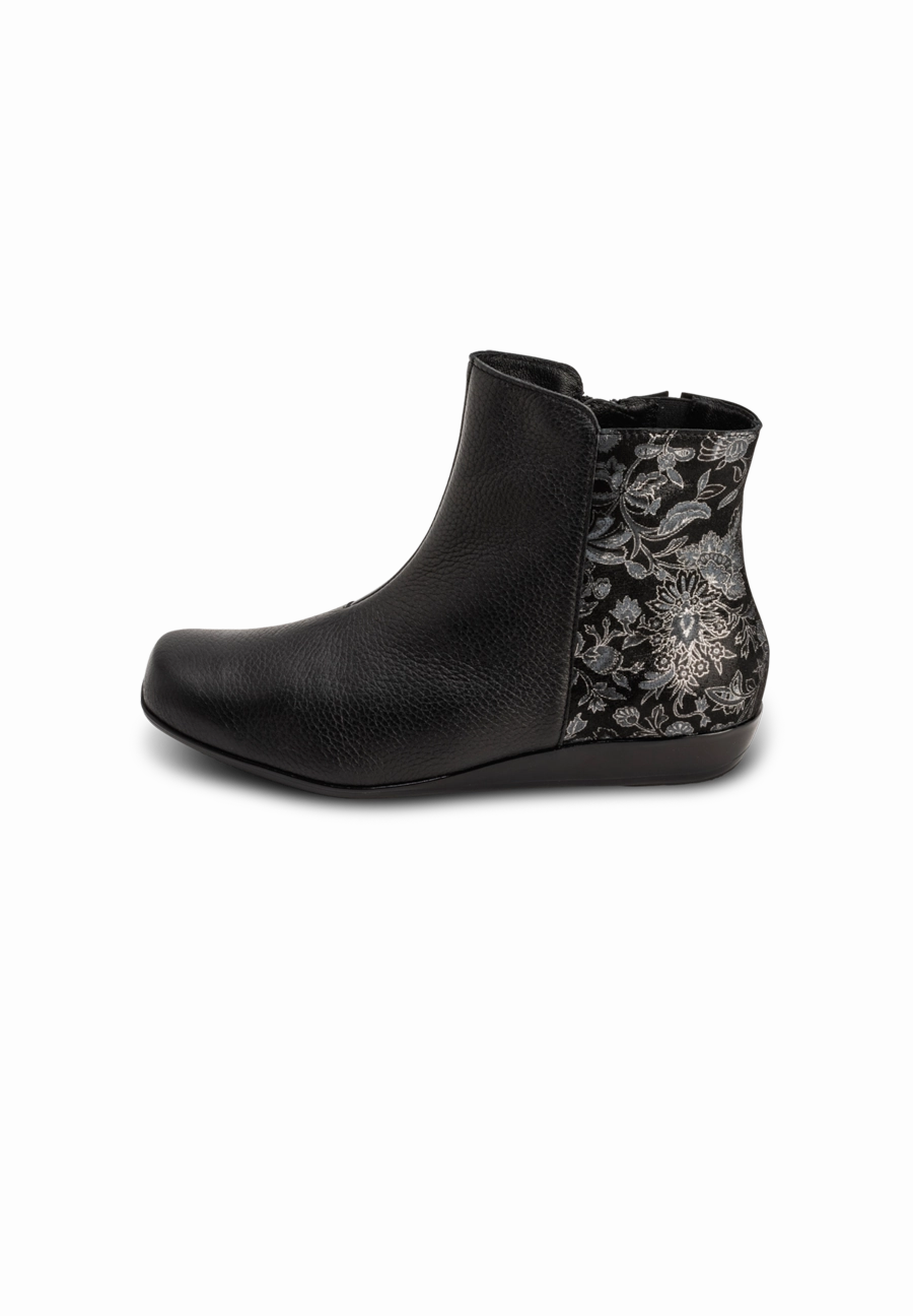 floral-glnzende Stiefelette Hirschleder Stiefeletten Mit Gummizug