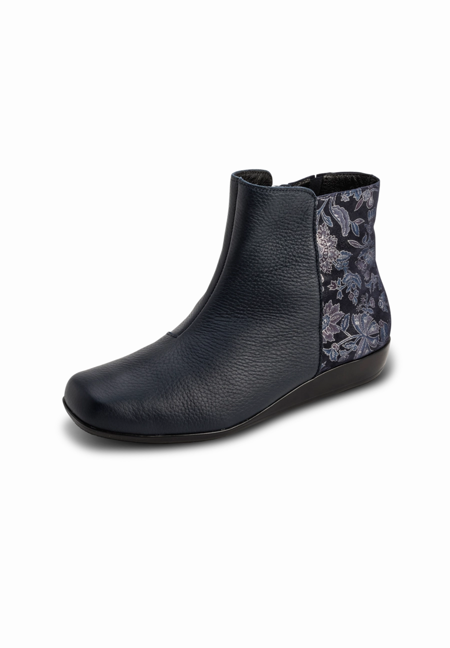 floral-glnzende Stiefelette Hirschleder Geschoppte Stiefeletten