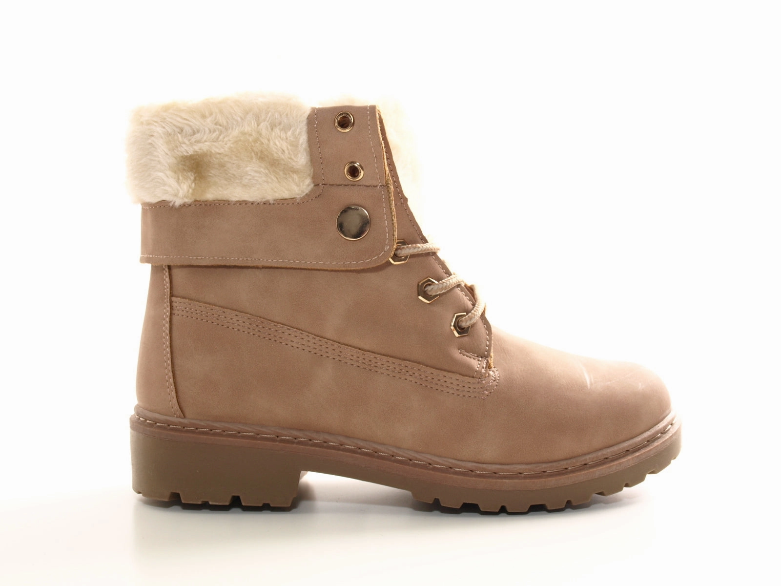 Damen Stiefeletten Biker Boots Outdoor Winterboots warm gefttert Pink # 9120 Durchbrochene Stiefeletten